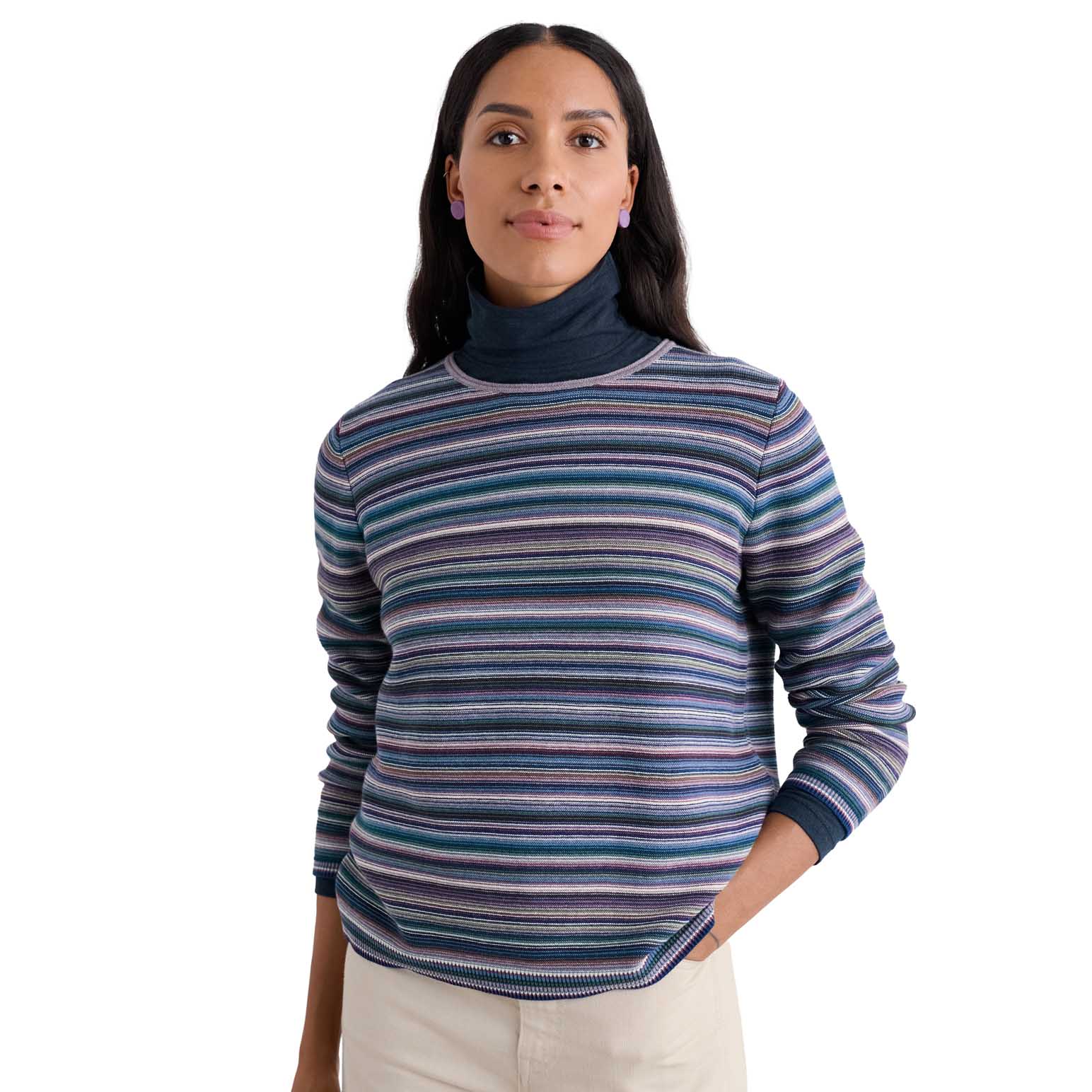 Seasalt Cornwall Makers Jumper - Ripple Marks Grape Thistle Mix